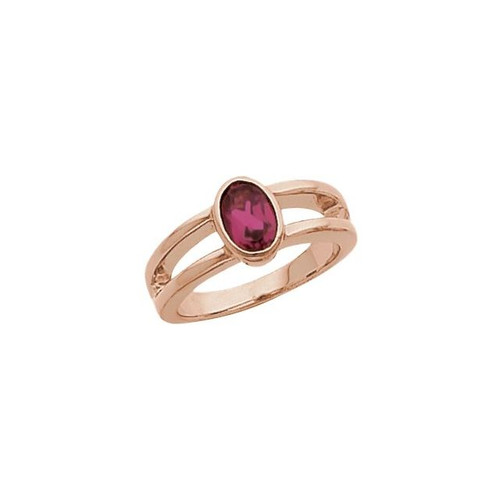 14K Rose 7x5 mm Oval Natural Rhodolite Garnet Ring