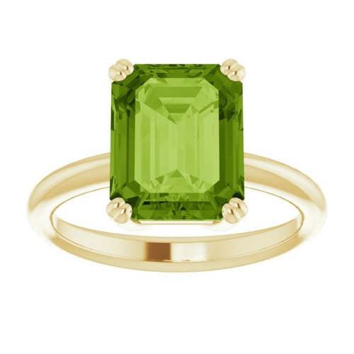 14K Yellow Natural Peridot Ring