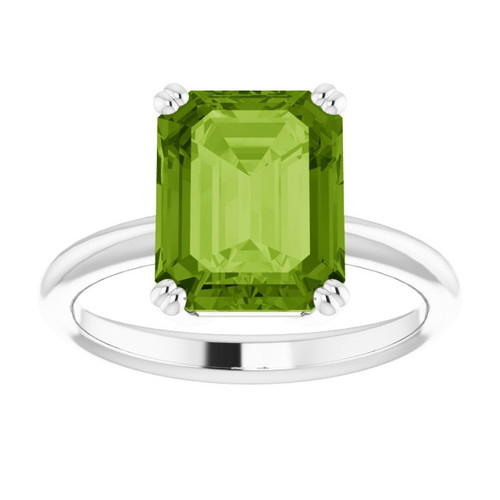 Platinum Natural Peridot Ring