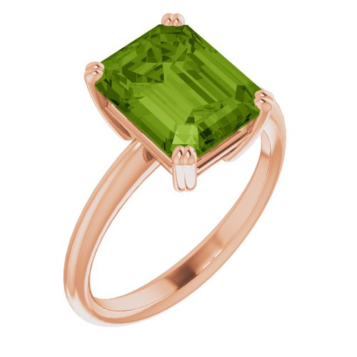 14K Rose Natural Peridot Ring