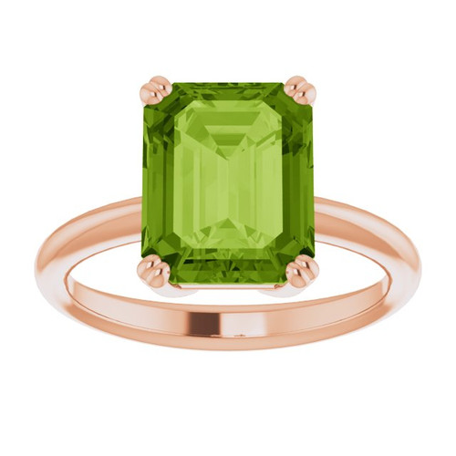 14K Rose Natural Peridot Ring