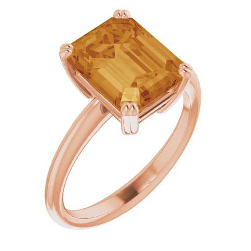 14K Rose Natural Citrine Ring