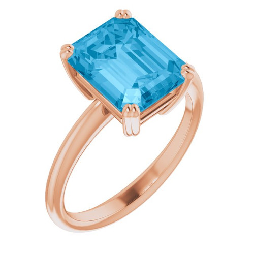 14K Rose Natural Swiss Blue Topaz Ring