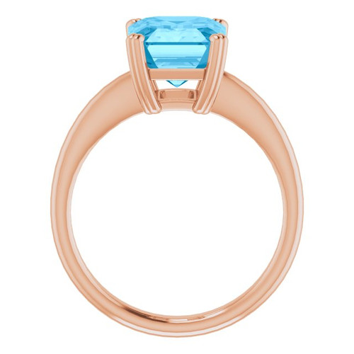 14K Rose Natural Swiss Blue Topaz Ring