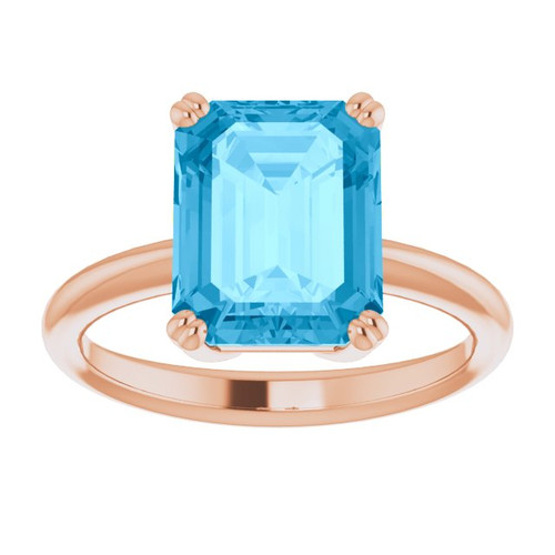 14K Rose Natural Swiss Blue Topaz Ring