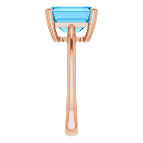 14K Rose Natural Swiss Blue Topaz Ring