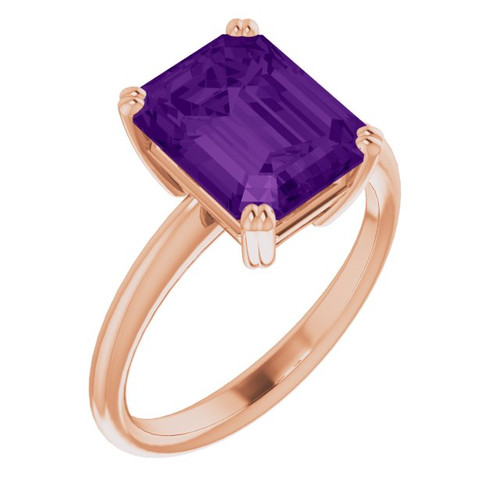 14K Rose Natural Amethyst Ring