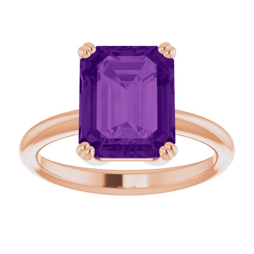 14K Rose Natural Amethyst Ring