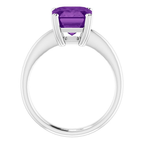 14K White Natural Amethyst Ring