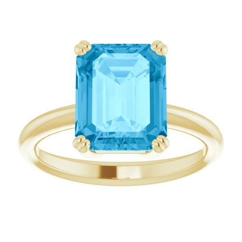 14K Yellow Natural Swiss Blue Topaz Ring