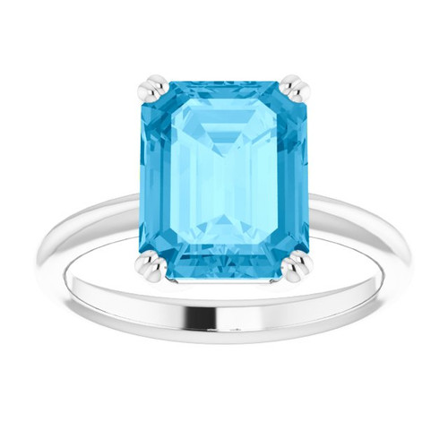 Platinum Natural Swiss Blue Topaz Ring
