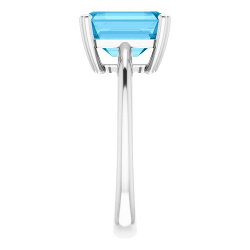 Platinum Natural Swiss Blue Topaz Ring