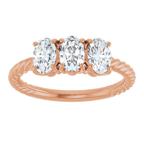 14K Rose 3 CTW Lab-Grown Diamond Three-Stone Ring