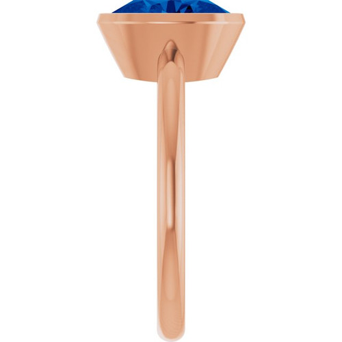 14K Rose Lab-Grown Blue Sapphire Ring
