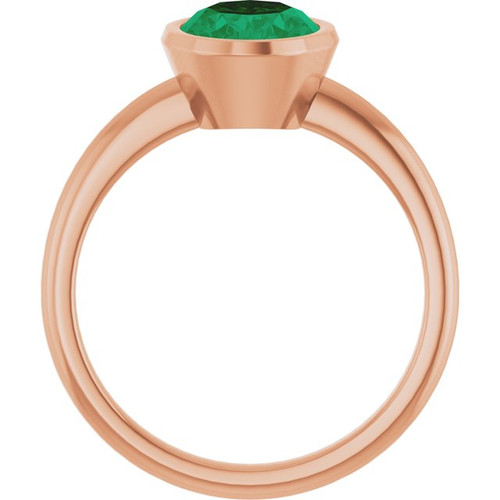 14K Rose Lab-Grown Emerald Ring