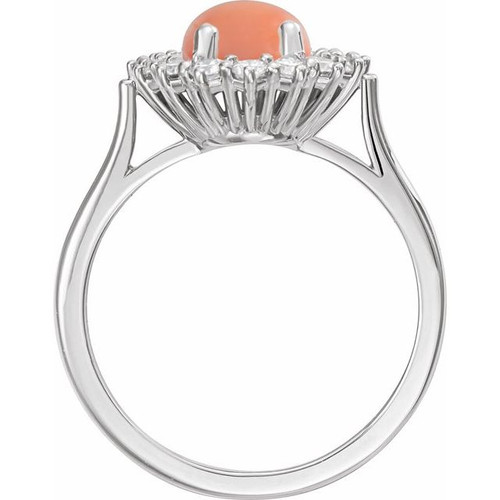 Platinum Natural Pink Coral & 1/5 CTW Natural Diamond Ring Platinum Natural Pink Coral & 1/5 CTW Natural Diamond Ring