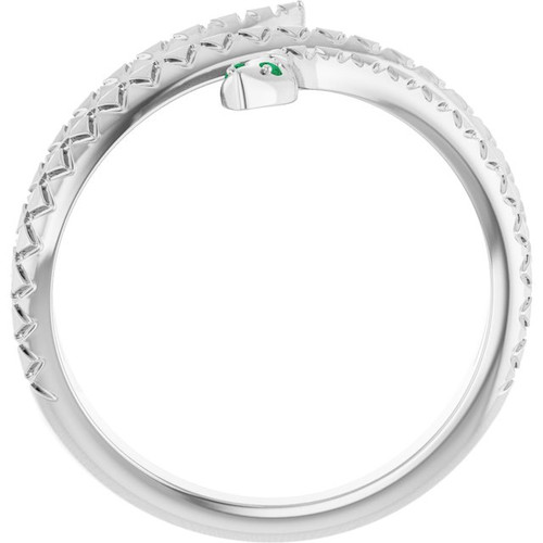 Platinum Natural Emerald Snake Ring