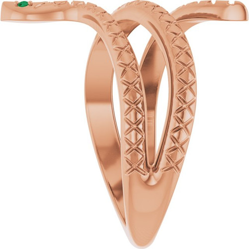14K Rose Natural Emerald Snake Ring