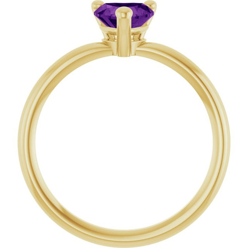 14K Yellow Natural Amethyst Heart Solitaire Ring