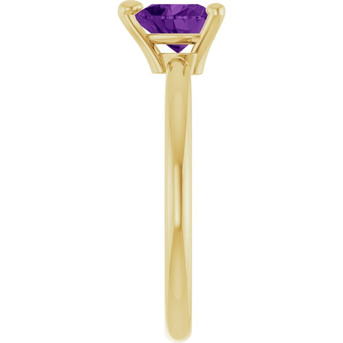 14K Yellow Natural Amethyst Heart Solitaire Ring