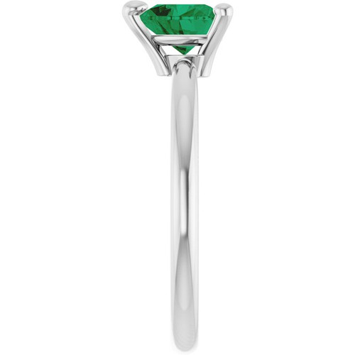14K White Lab-Grown Emerald Heart Solitaire Ring