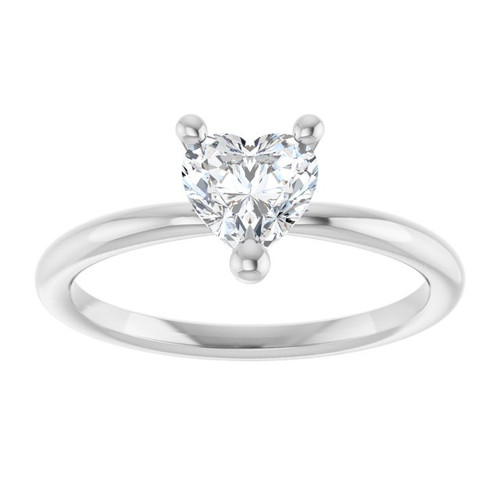 Sterling Silver Natural White Sapphire Heart Solitaire Ring