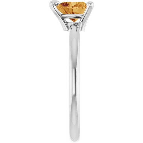 Platinum Natural Citrine Heart Solitaire Ring