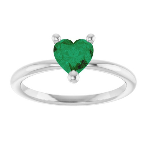 Platinum Lab-Grown Emerald Heart Solitaire Ring