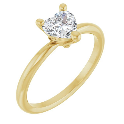 14K Yellow Natural White Sapphire Heart Solitaire Ring