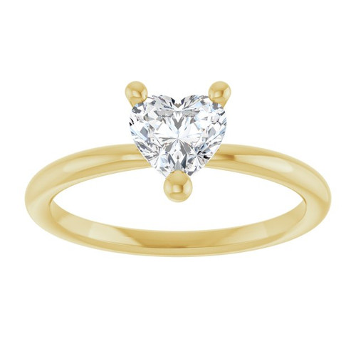 14K Yellow Natural White Sapphire Heart Solitaire Ring