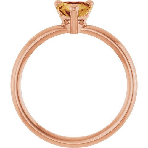 14K Rose Natural Citrine Heart Solitaire Ring