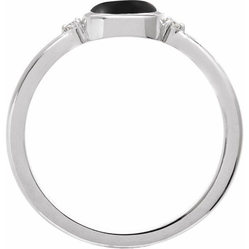 Platinum 8 mm Round Natural Black Onyx & .03 CTW Natural Diamond Ring