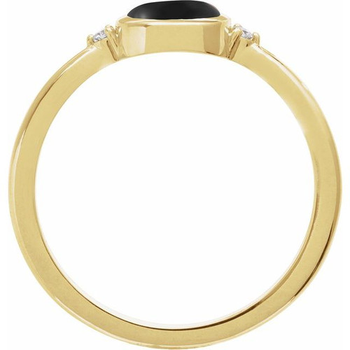 14K Yellow 8 mm Round Natural Black Onyx & .03 CTW Natural Diamond Ring