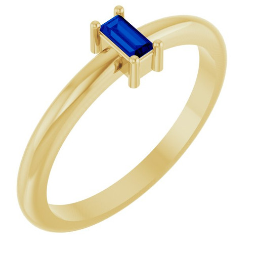 14K Yellow 4x2 mm Lab-Grown Blue Sapphire Stackable Ring