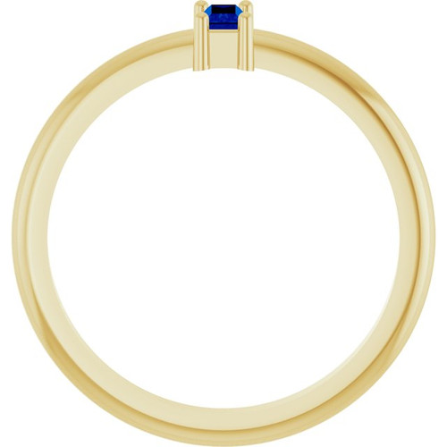 14K Yellow 4x2 mm Lab-Grown Blue Sapphire Stackable Ring