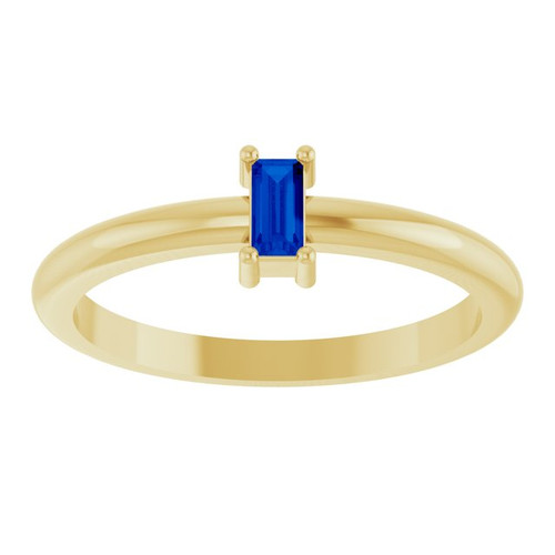 14K Yellow 4x2 mm Lab-Grown Blue Sapphire Stackable Ring