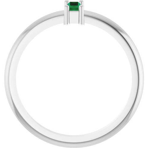 Sterling Silver 5x2 mm Lab-Grown Emerald Stackable Ring