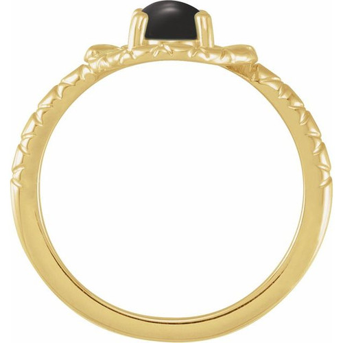 14K Yellow Natural Black Onyx Snake Ring