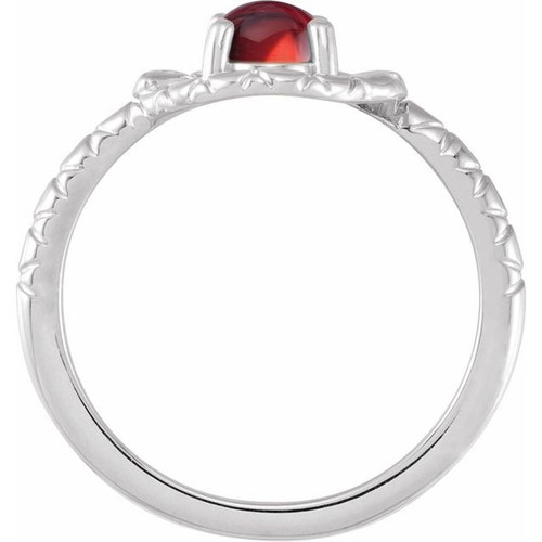 Sterling Silver Natural Mozambique Garnet Snake Ring