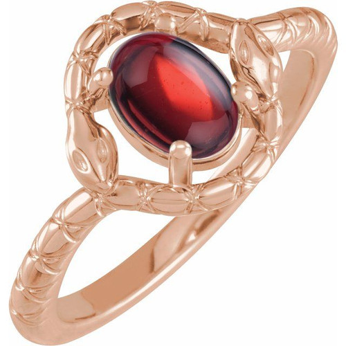 14K Rose Natural Mozambique Garnet Snake Ring