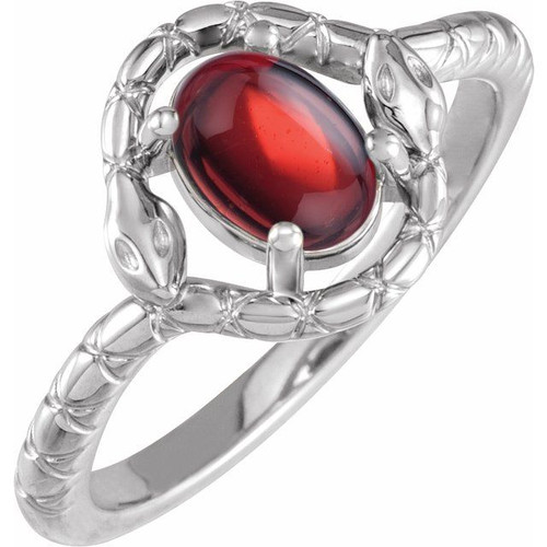 Platinum Natural Mozambique Garnet Snake Ring