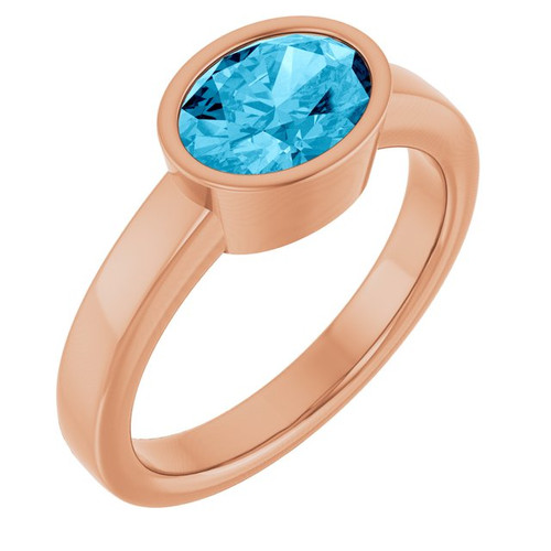 14K Rose Natural Aquamarine Ring