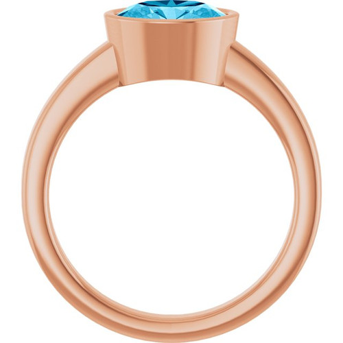 14K Rose Natural Aquamarine Ring