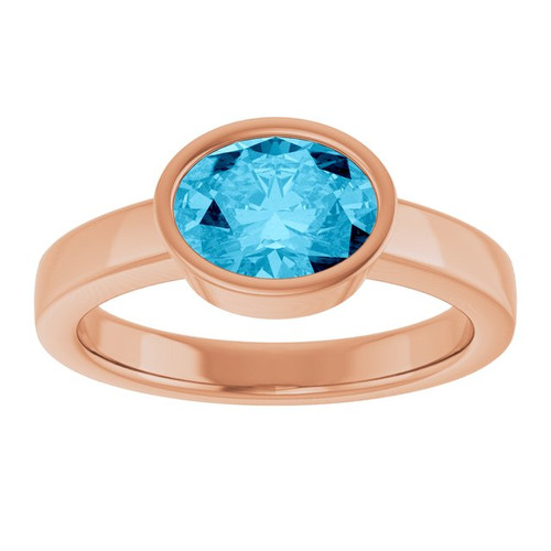 14K Rose Natural Aquamarine Ring