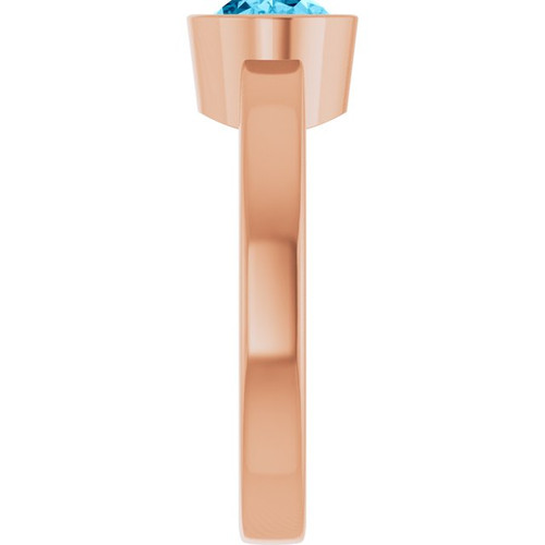 14K Rose Natural Aquamarine Ring