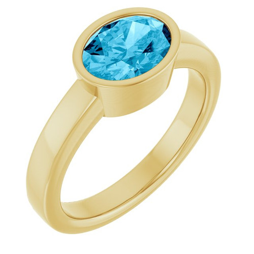 14K Yellow Natural Aquamarine Ring