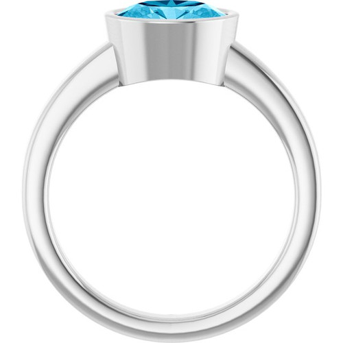 14K White Natural Aquamarine Ring
