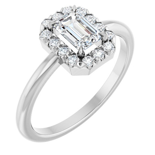 Platinum Natural White Sapphire & 1/5 CTW Natural Diamond French-Set Halo-Style Ring
