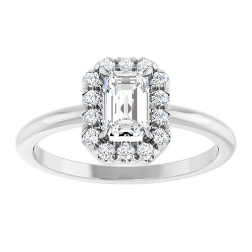 Platinum Natural White Sapphire & 1/5 CTW Natural Diamond French-Set Halo-Style Ring