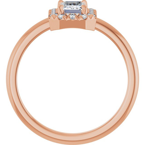 14K Rose Natural White Sapphire & 1/5 CTW Natural Diamond French-Set Halo-Style Ring